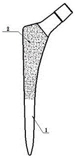 Improved artificial hip joint femoral stem with rough film and preparation method thereof