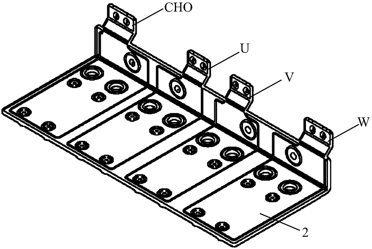 A split composite bus bar suitable for diesel locomotive power module