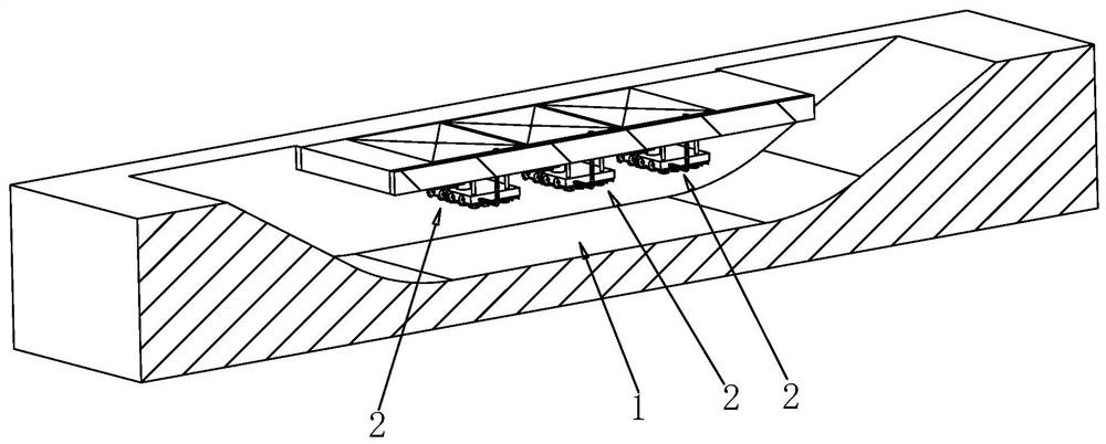 Road underneath pass main line frame structure