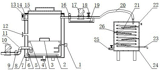 Distillation extraction device of cinnamomum camphora leaf essential oil