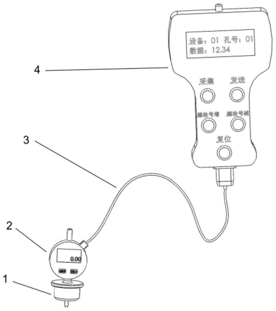 Bolt group pre-tightening data measurement and wireless acquisition device, system and method