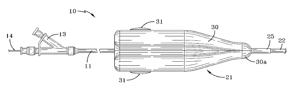 Balloon catheter having a retractable sheath and locking mechanism