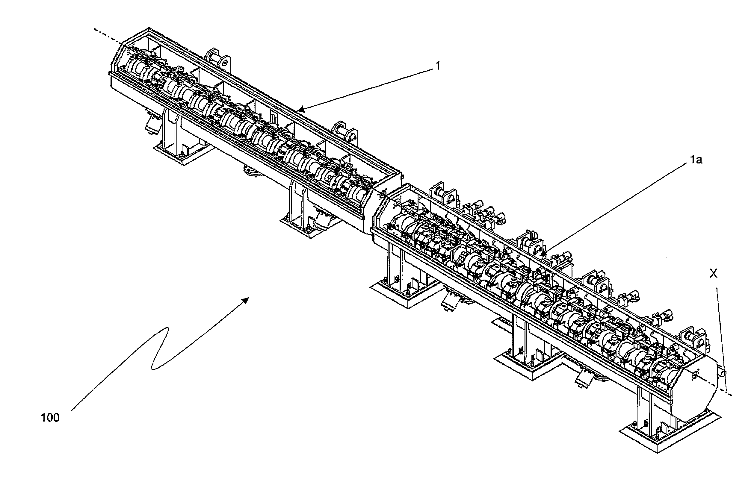 Apparatus for in-line thermally treating semi-finished products