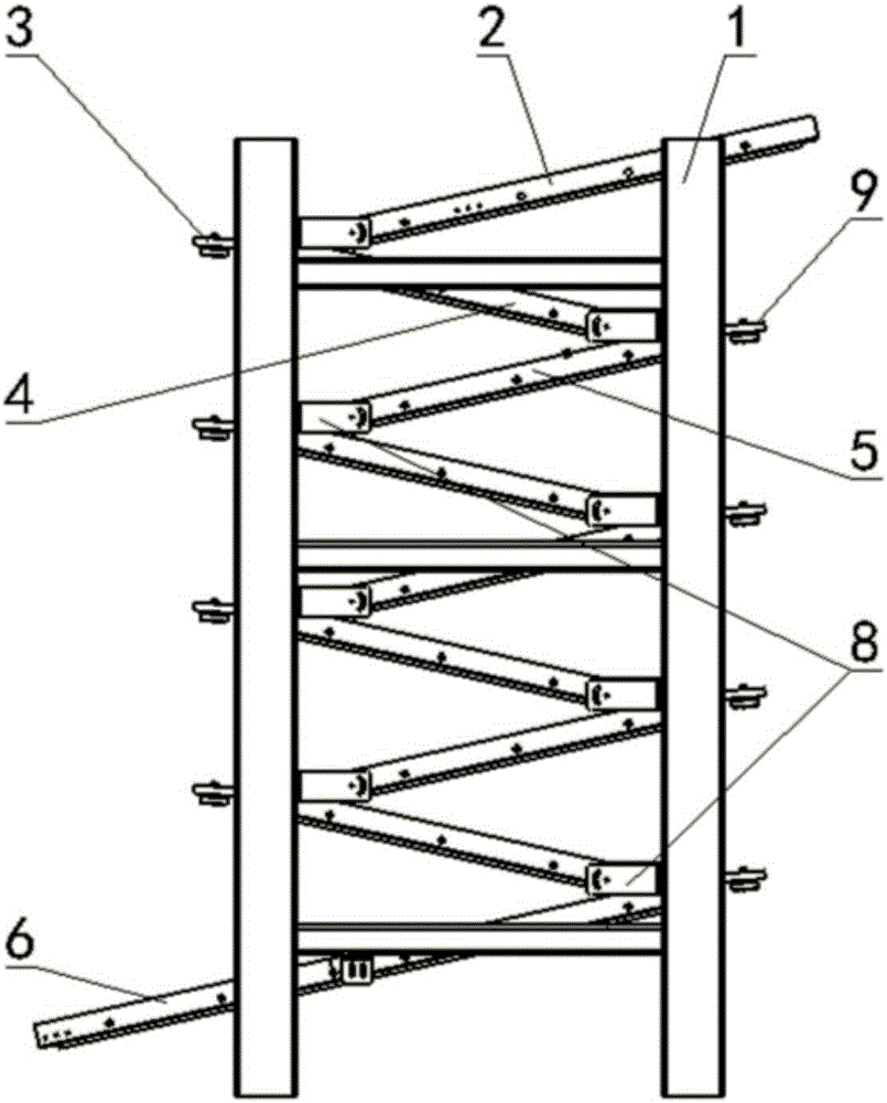 Z-shaped descending conveying device for sliding by dint of self gravity and provided with anti-falling seesaw