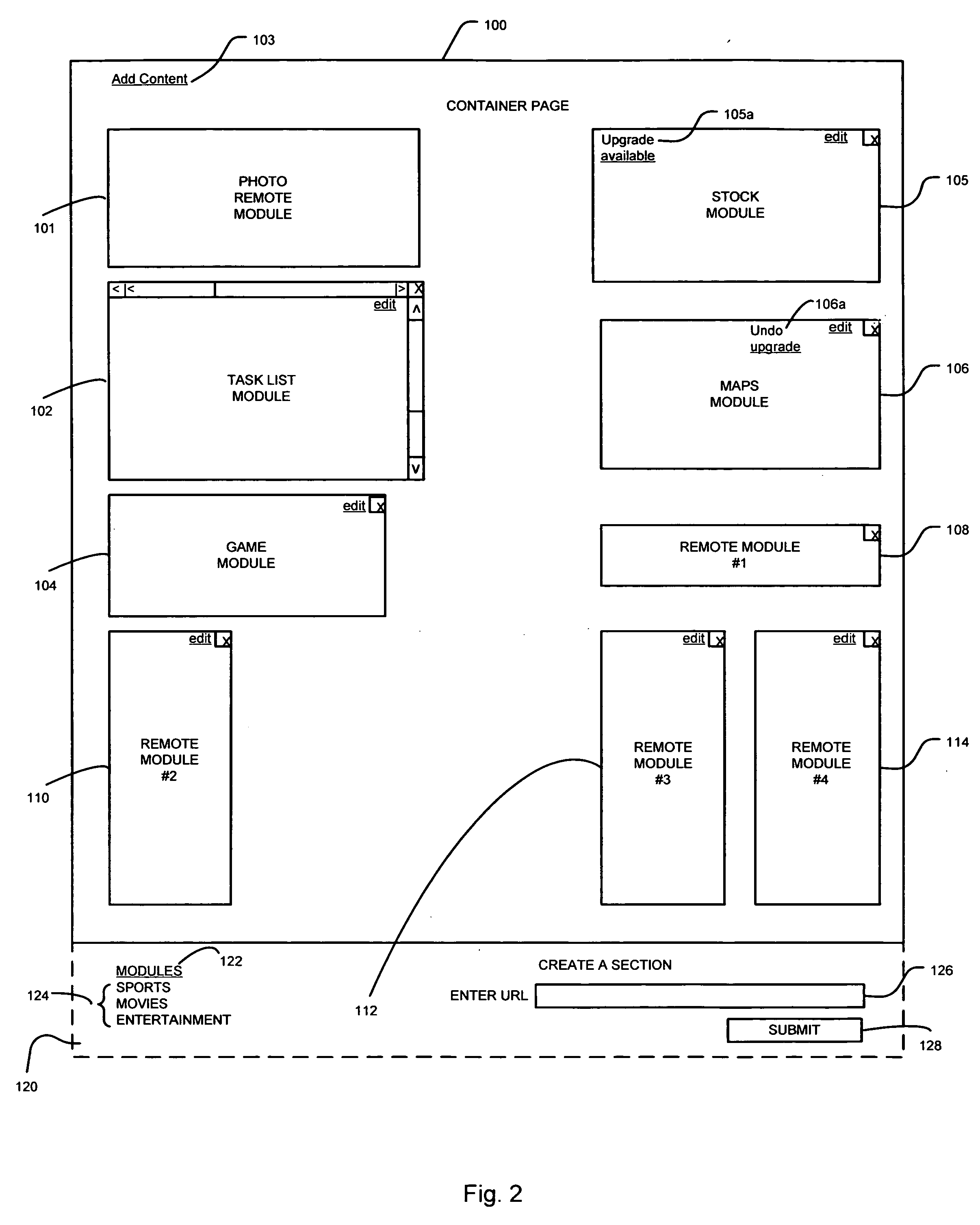 Remote module incorporation into a container document