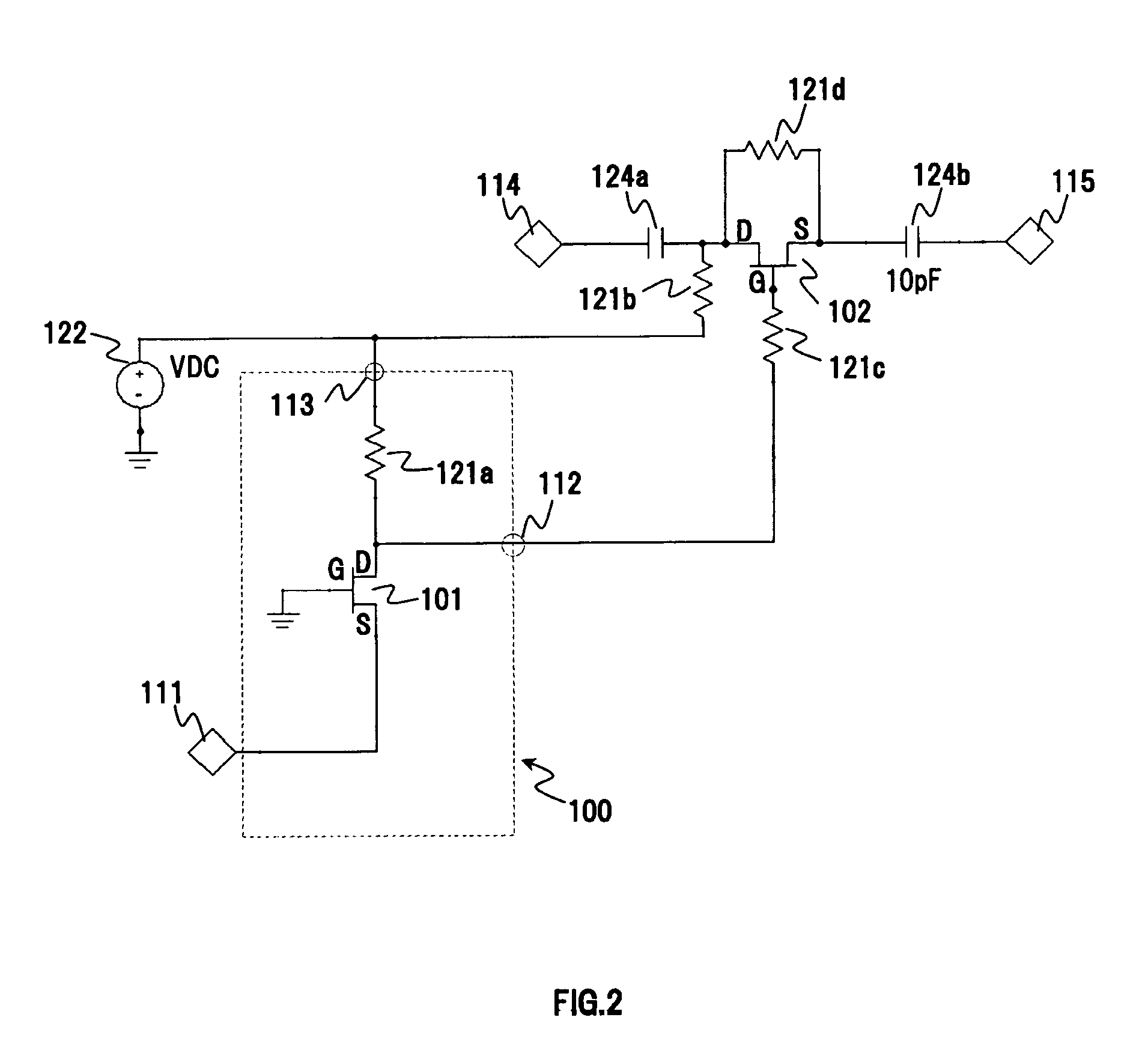 High frequency switch circuit comprising a transistor on the high frequency path