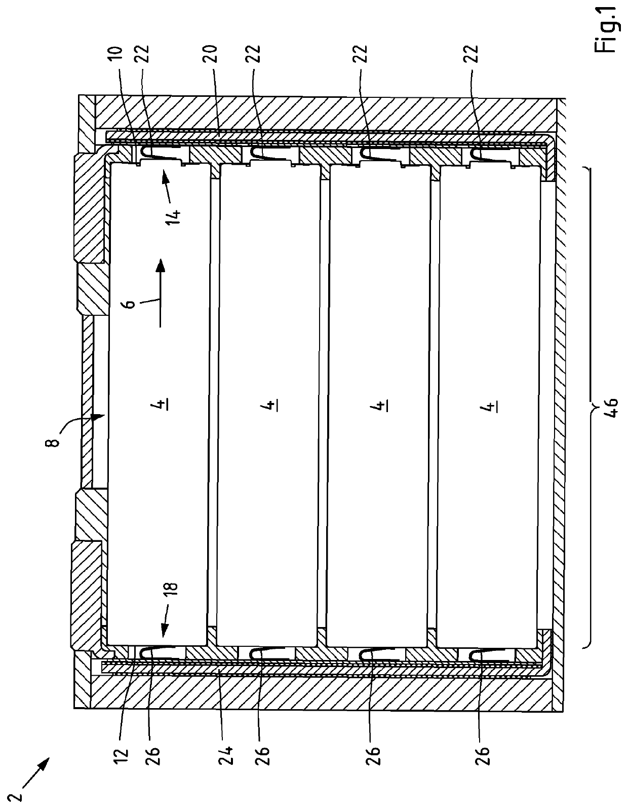 Arrangement for cells for storing electrical energy having a spring contact element