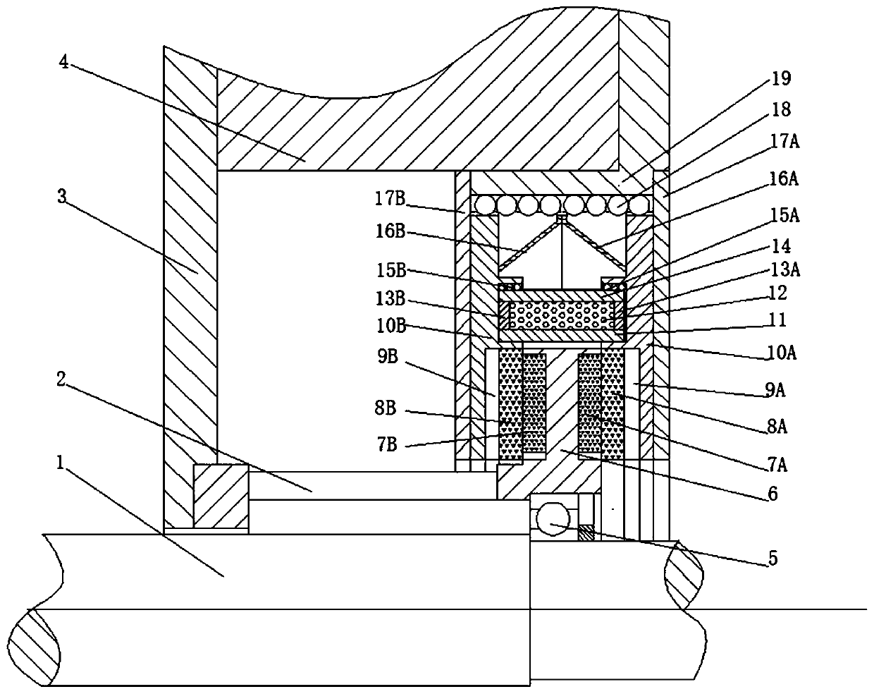 Electromagnetic self-balance dry-friction damper with elastic bearing and used for rotor bearing structure of rotary machine