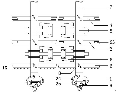 Double-shaft mixing drill with effect of eliminating soil adhesion