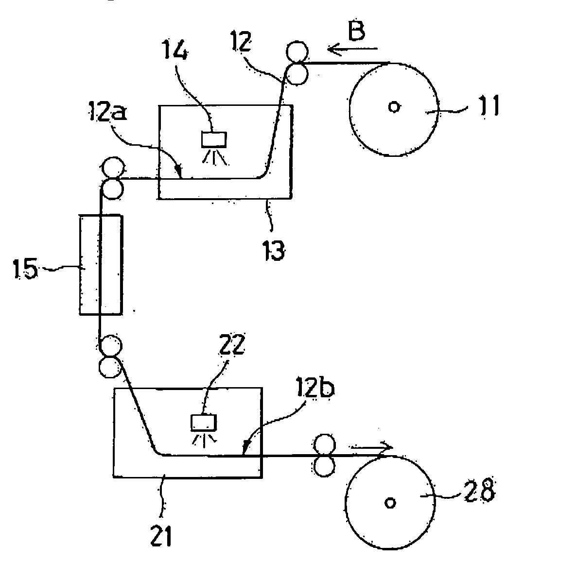 Ink jet recording method for recording pattern layer and white overlaying layer on longitudinal sheet