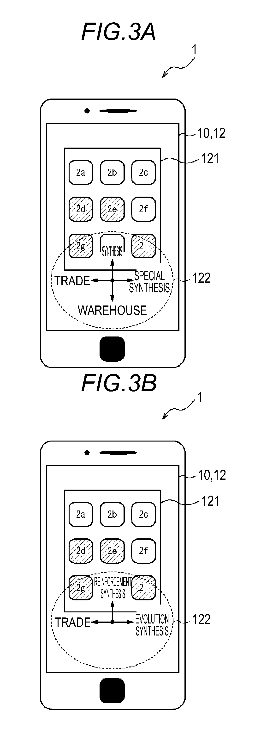 Game device having improved slide-operation-driven user interface