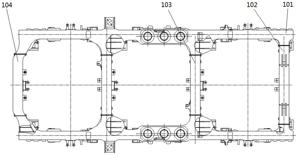 Quasi-high speed broad-gauge triaxial internal combustion locomotive bogie