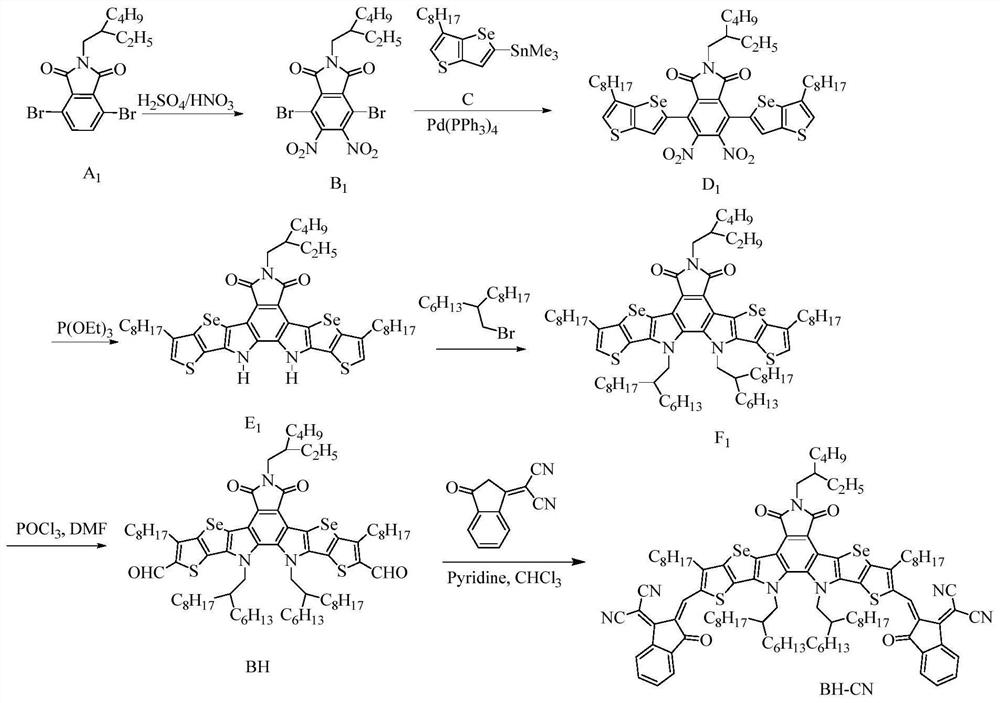 A kind of acceptor material based on benzimide and its preparation method and application