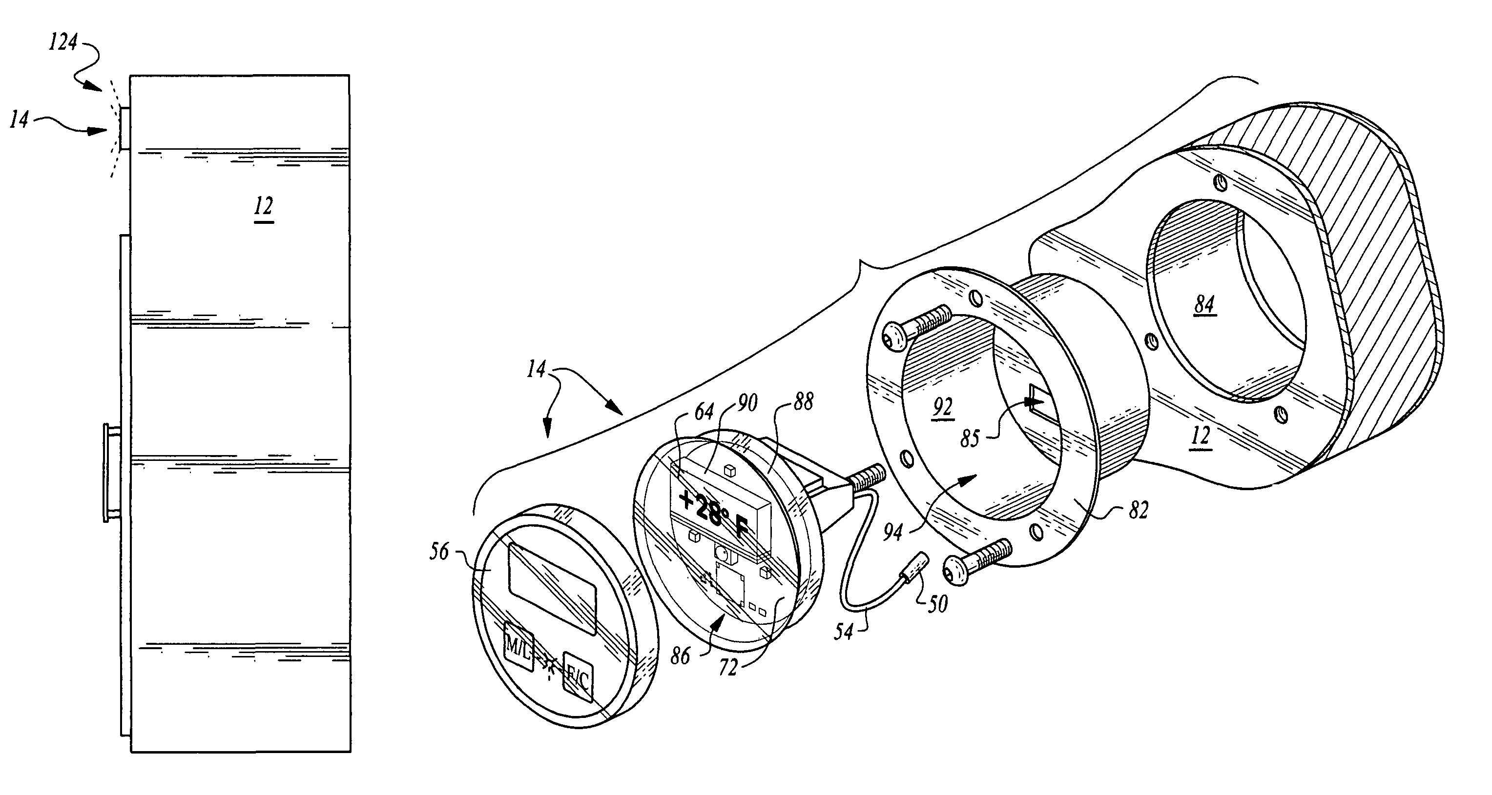 Refrigeration temperature monitoring system and associated temperature display