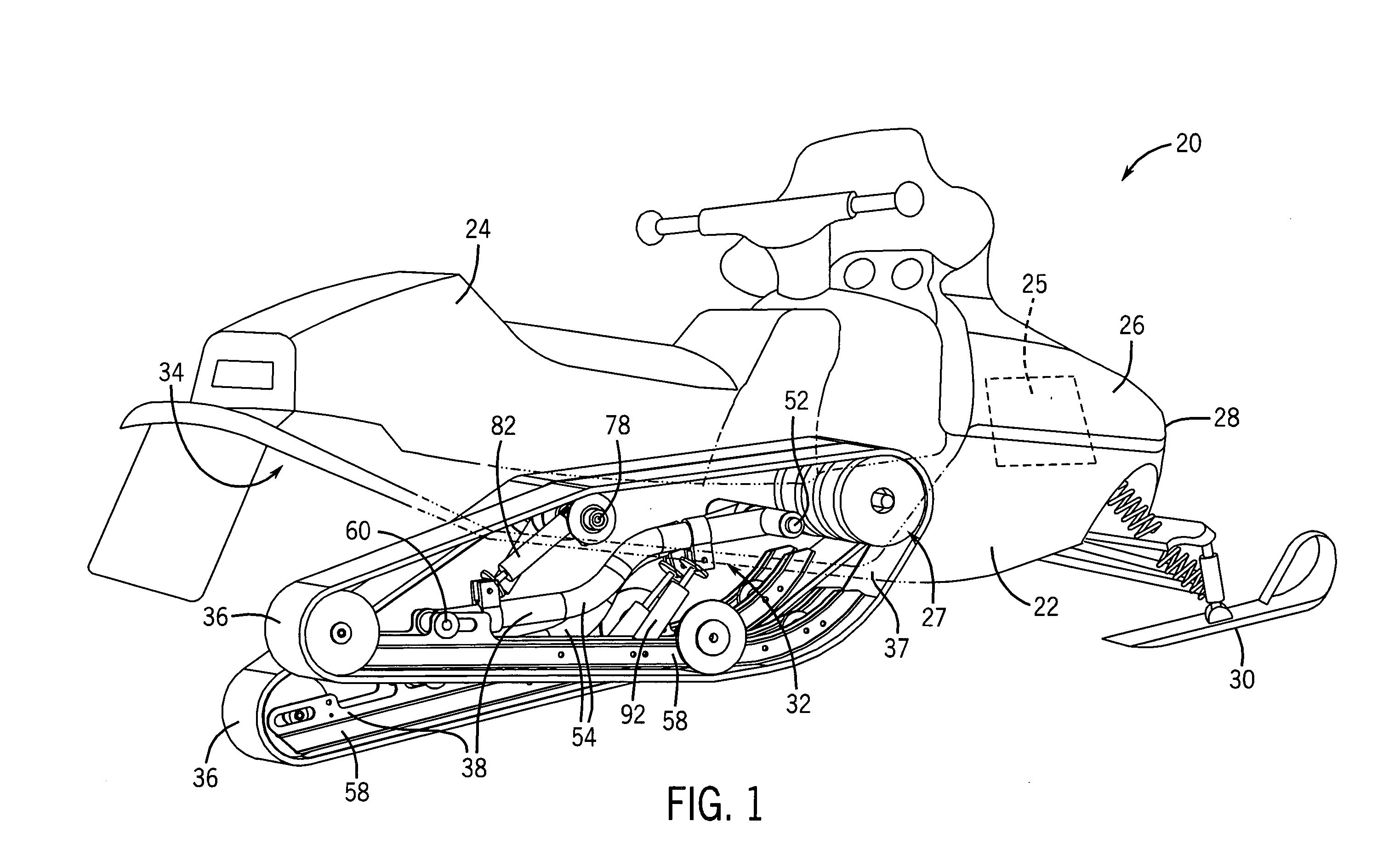 Snowmobile rear suspension system