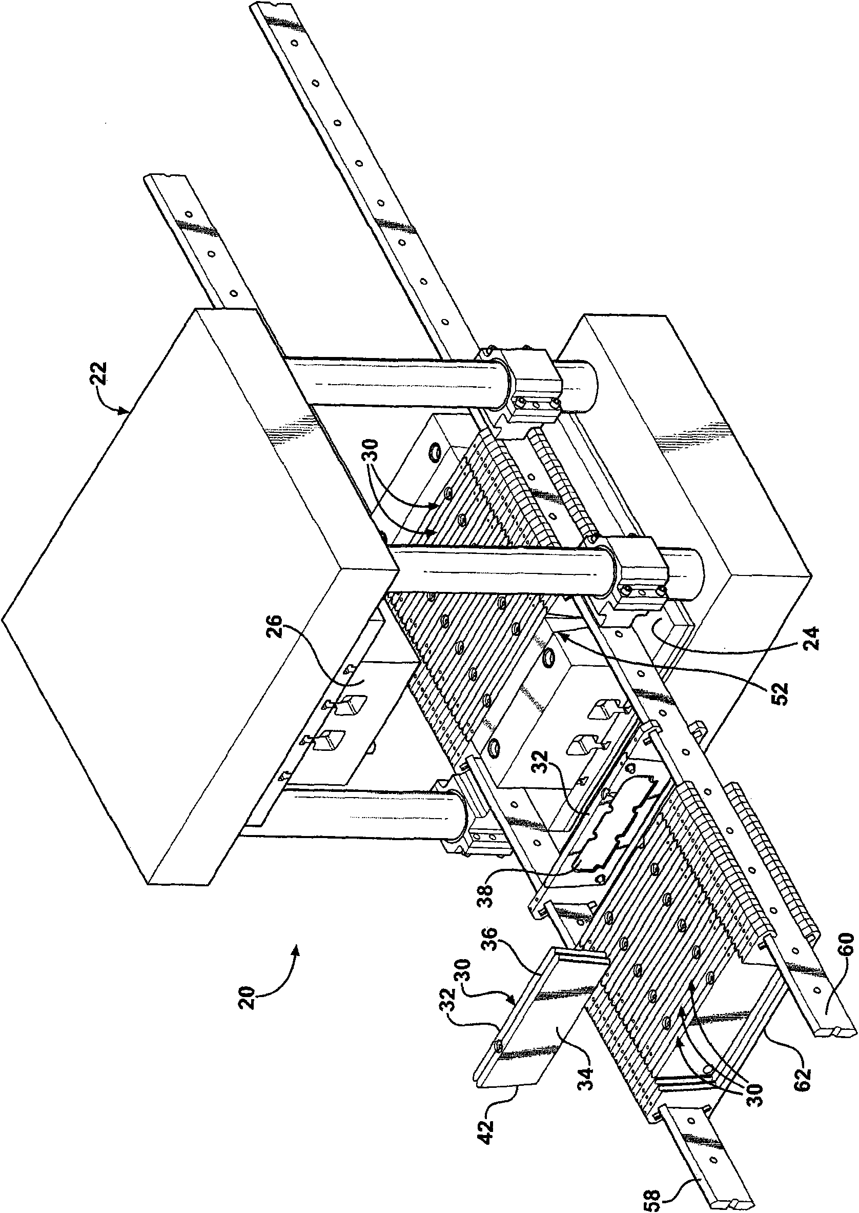 High cavitation, low tonnage rubber mold machine and method