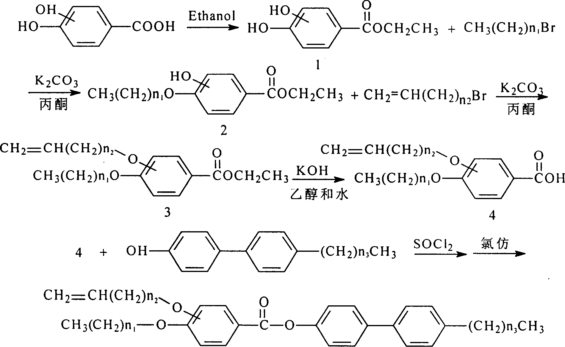 Liquid crystal monomer with reaction character and preparation method thereof