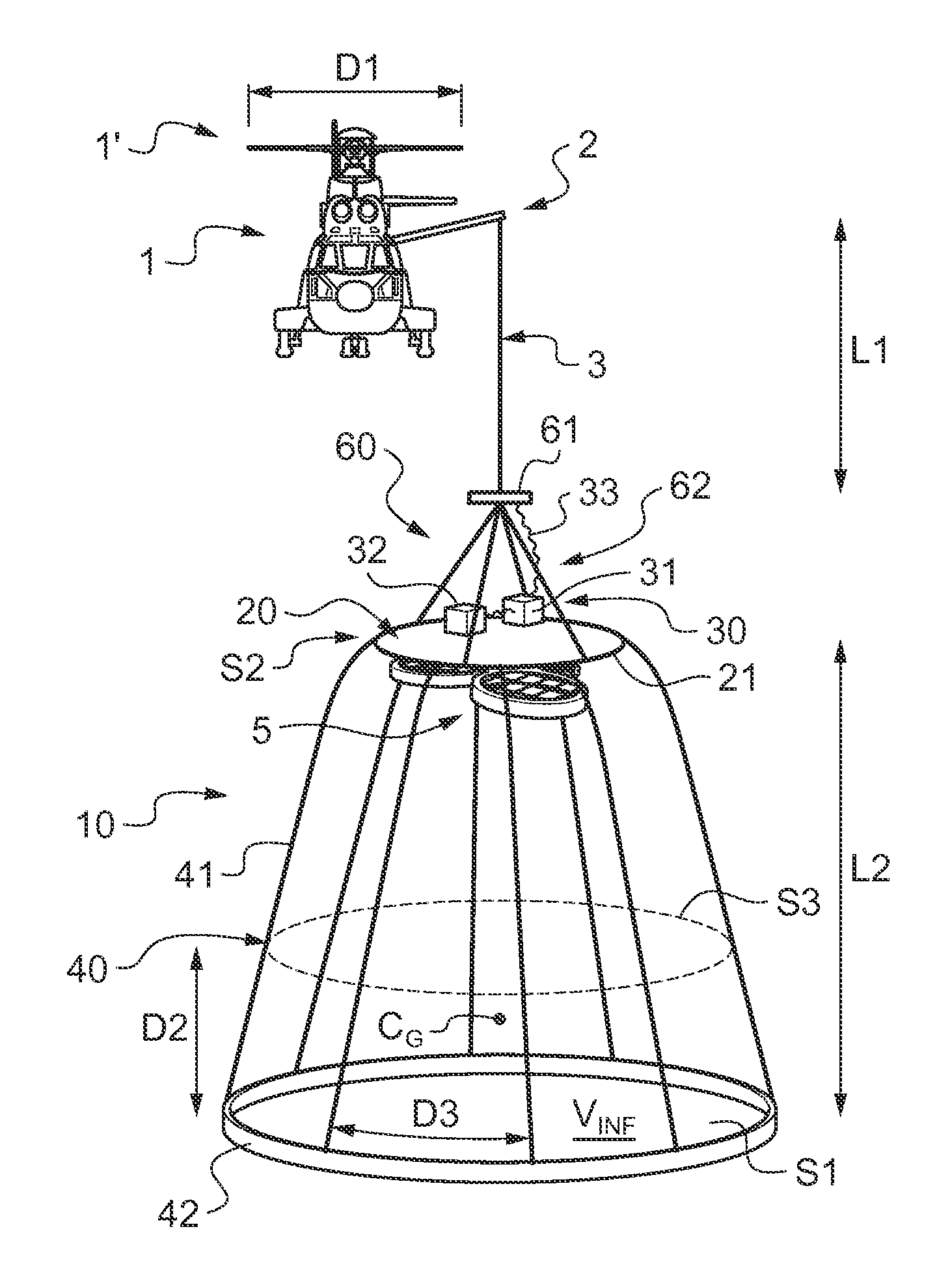 Device for launching and recovering a drone, and an associated aircraft