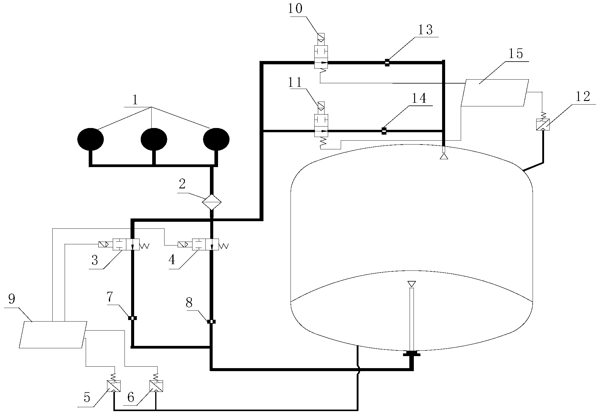 Normal temperature pressure supplementing system with redundancy function