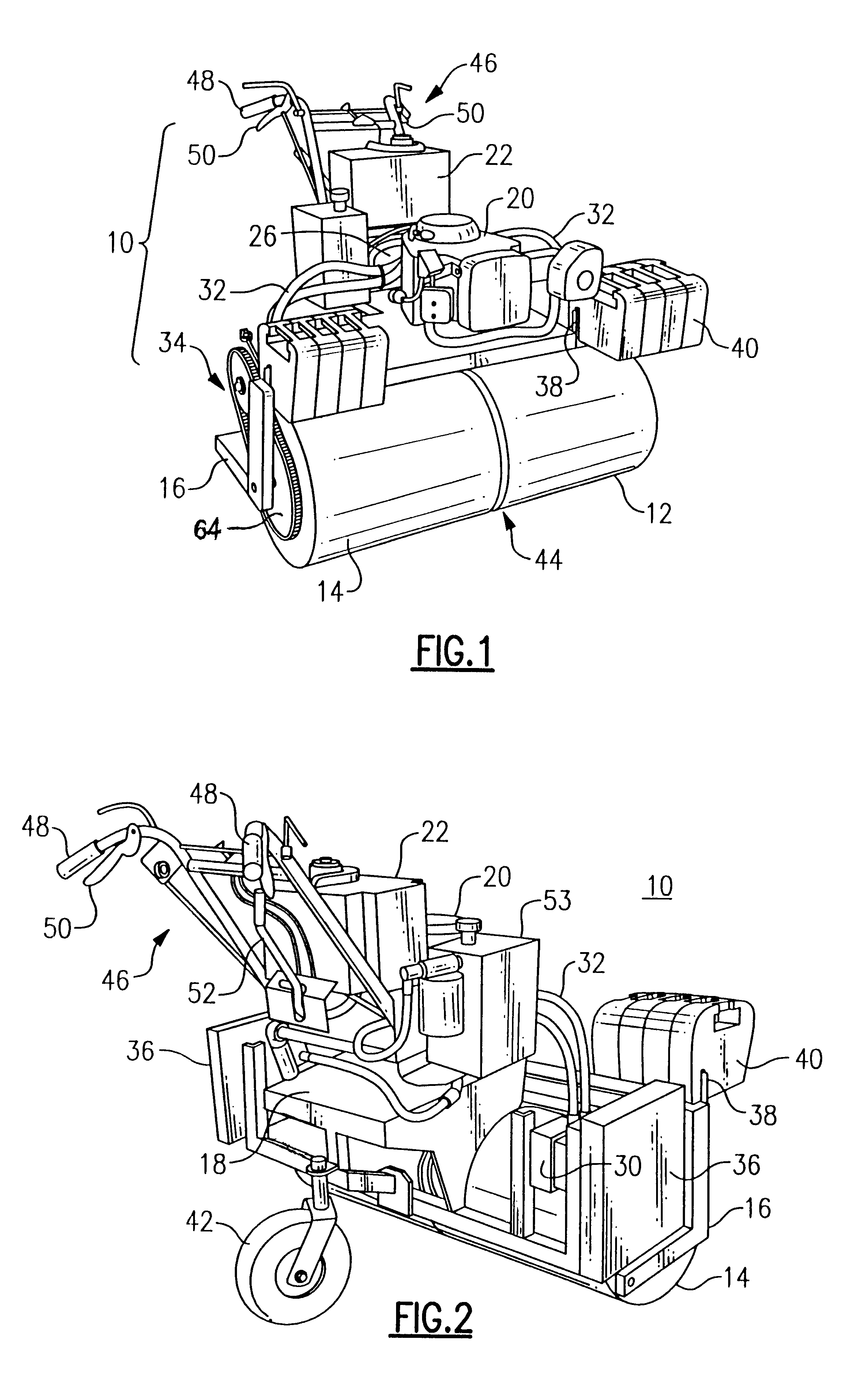 Hydraulic drive split lawn roller