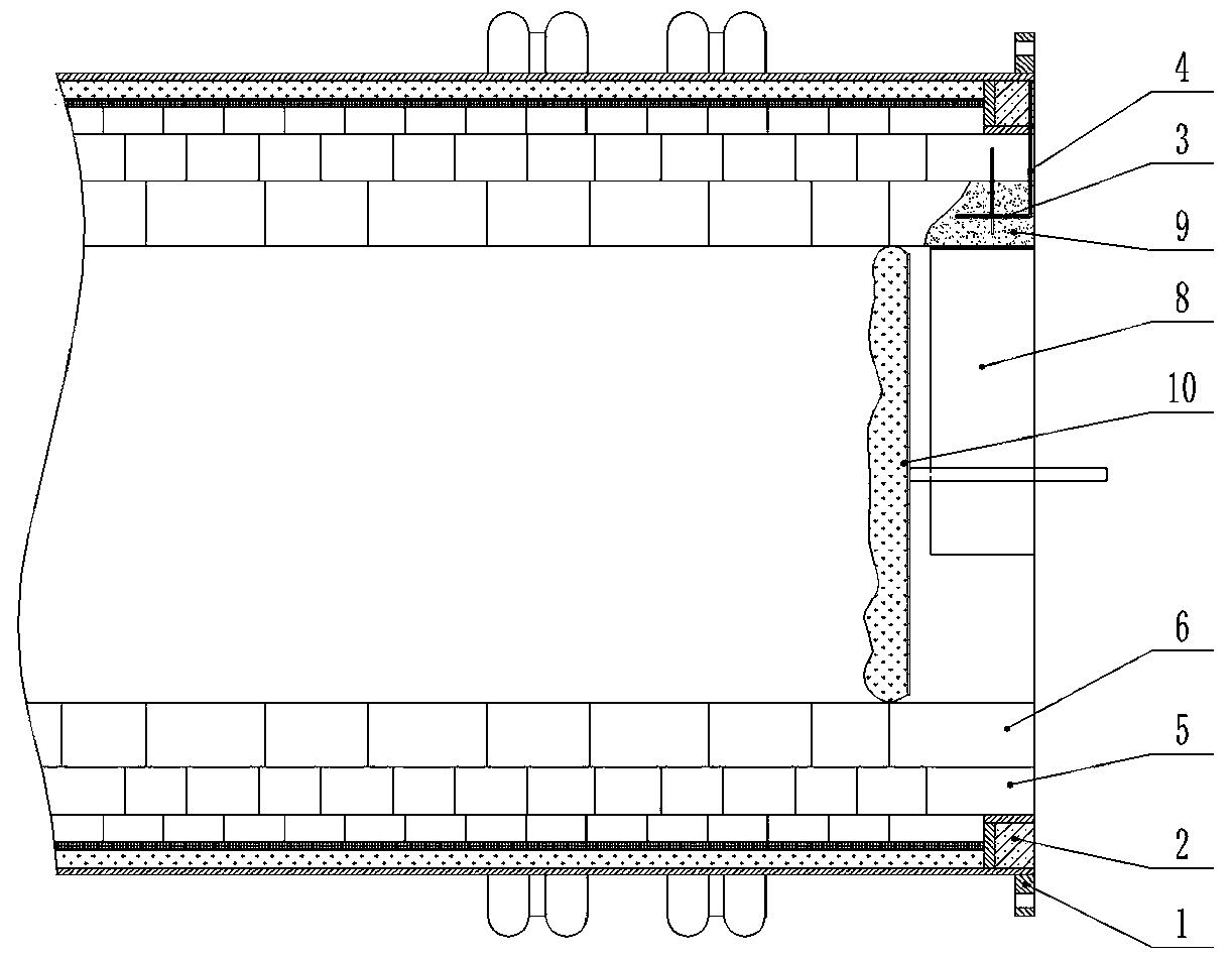 Blast furnace hot air branch pipe end hole refractory repairing method