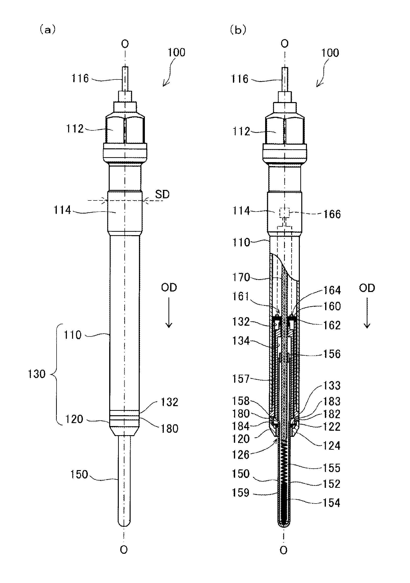 Glow plug with combustion pressure sensor