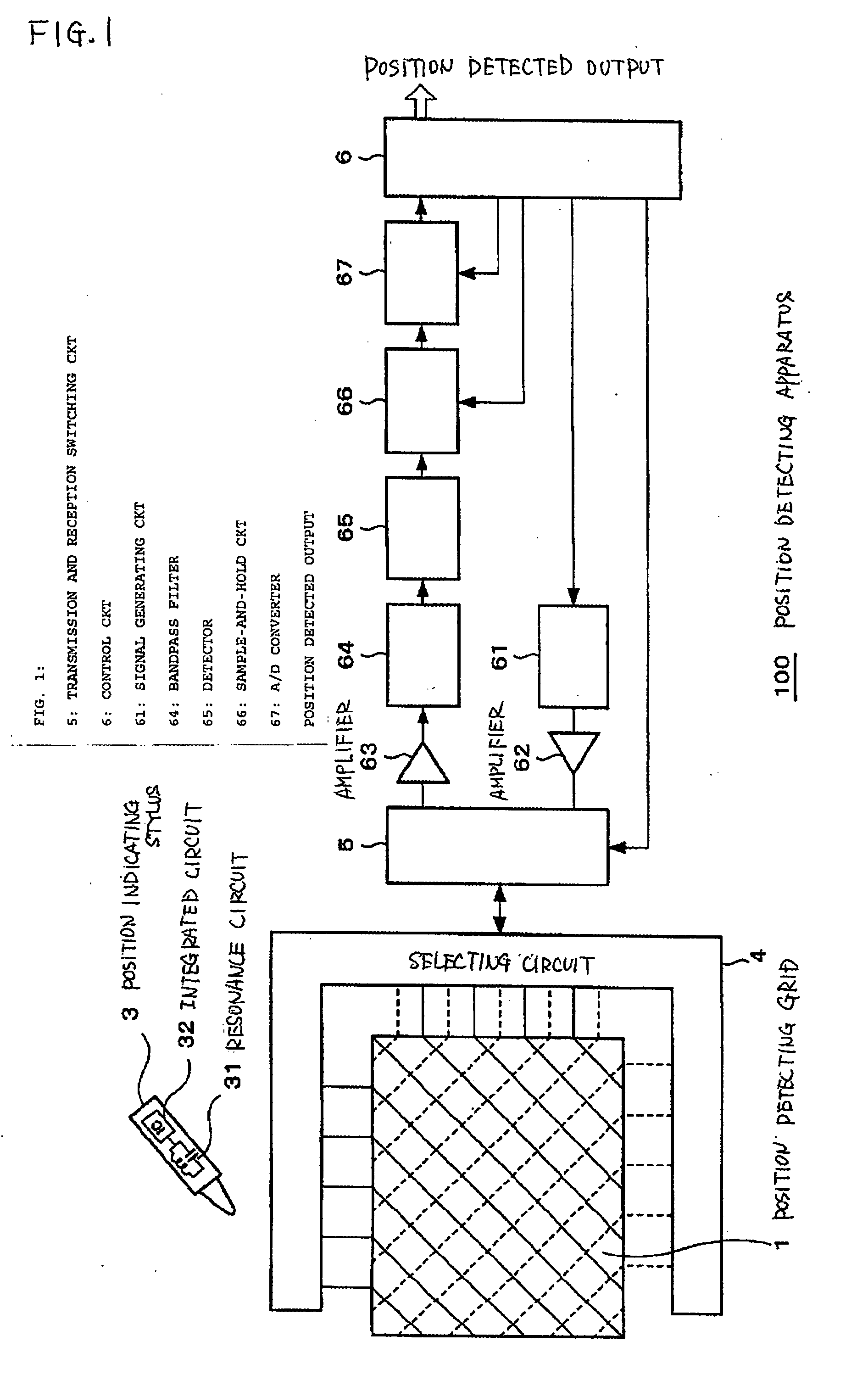 Position detecting apparatus, position inputting apparatus, and computer including the same