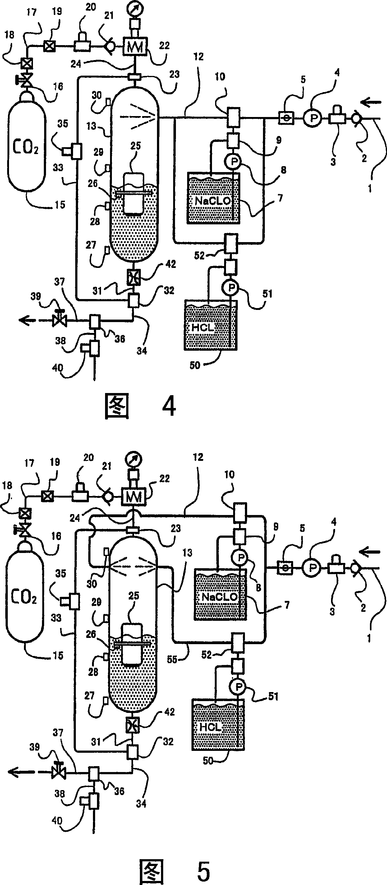 Process for producing sterile water containing hypochlorous acid or chlorous acid as its main component and apparatus therefor