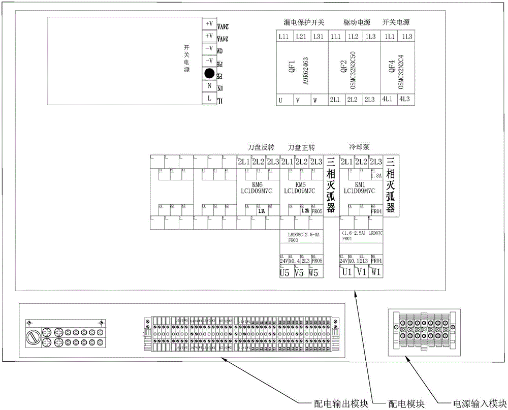 Rapid wiring module for power distribution of control cabinet of numerical control machine tool