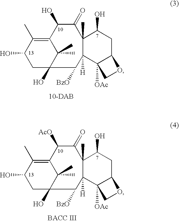 Semi-synthesis and isolation of taxane intermediates from a mixture of taxanes