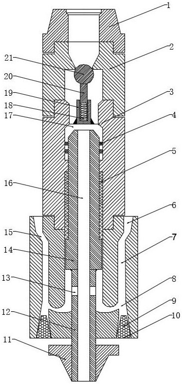 Pulse jet damping and depressurizing device and using method