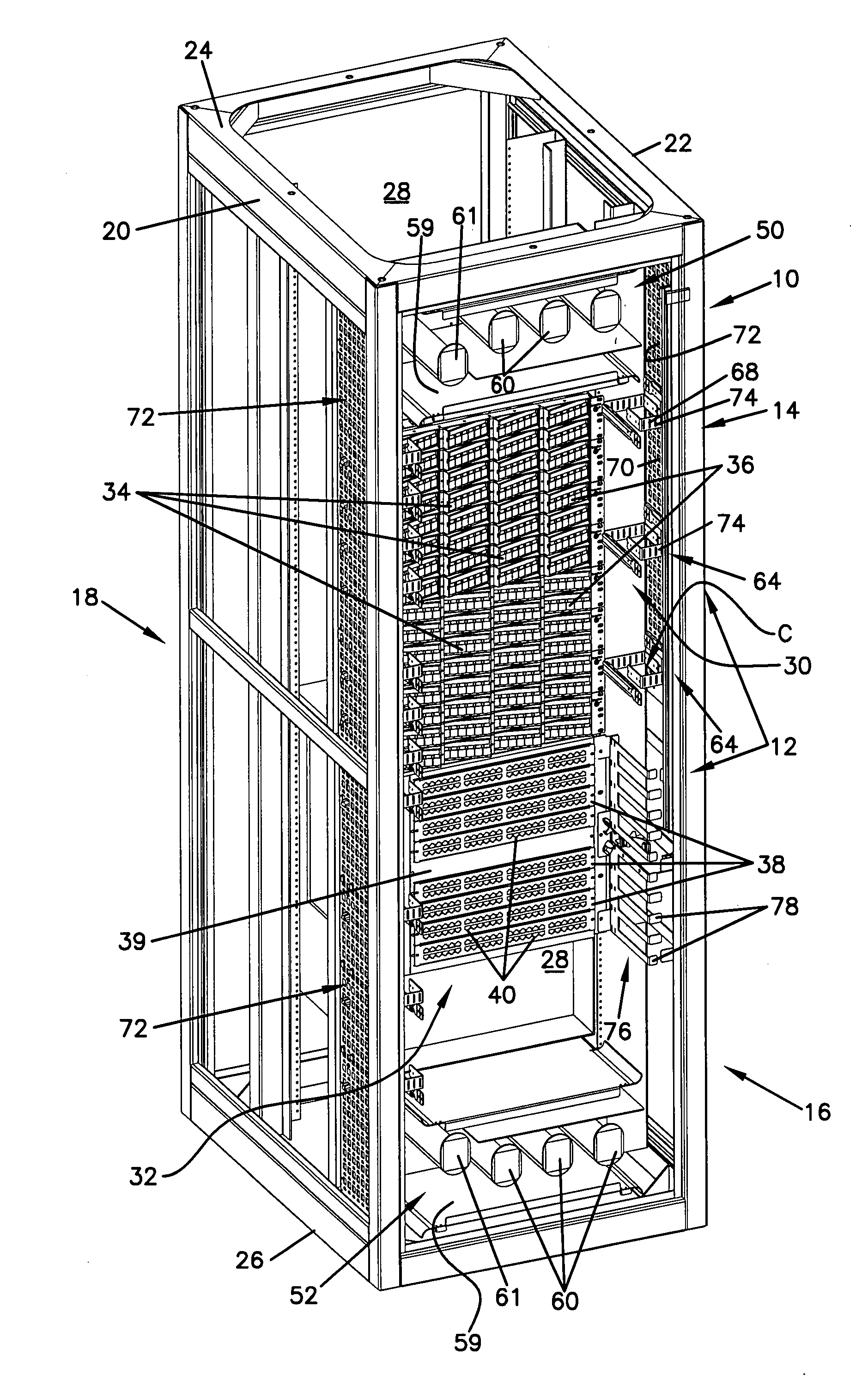 Cable management arrangement for a telecommunications cabinet