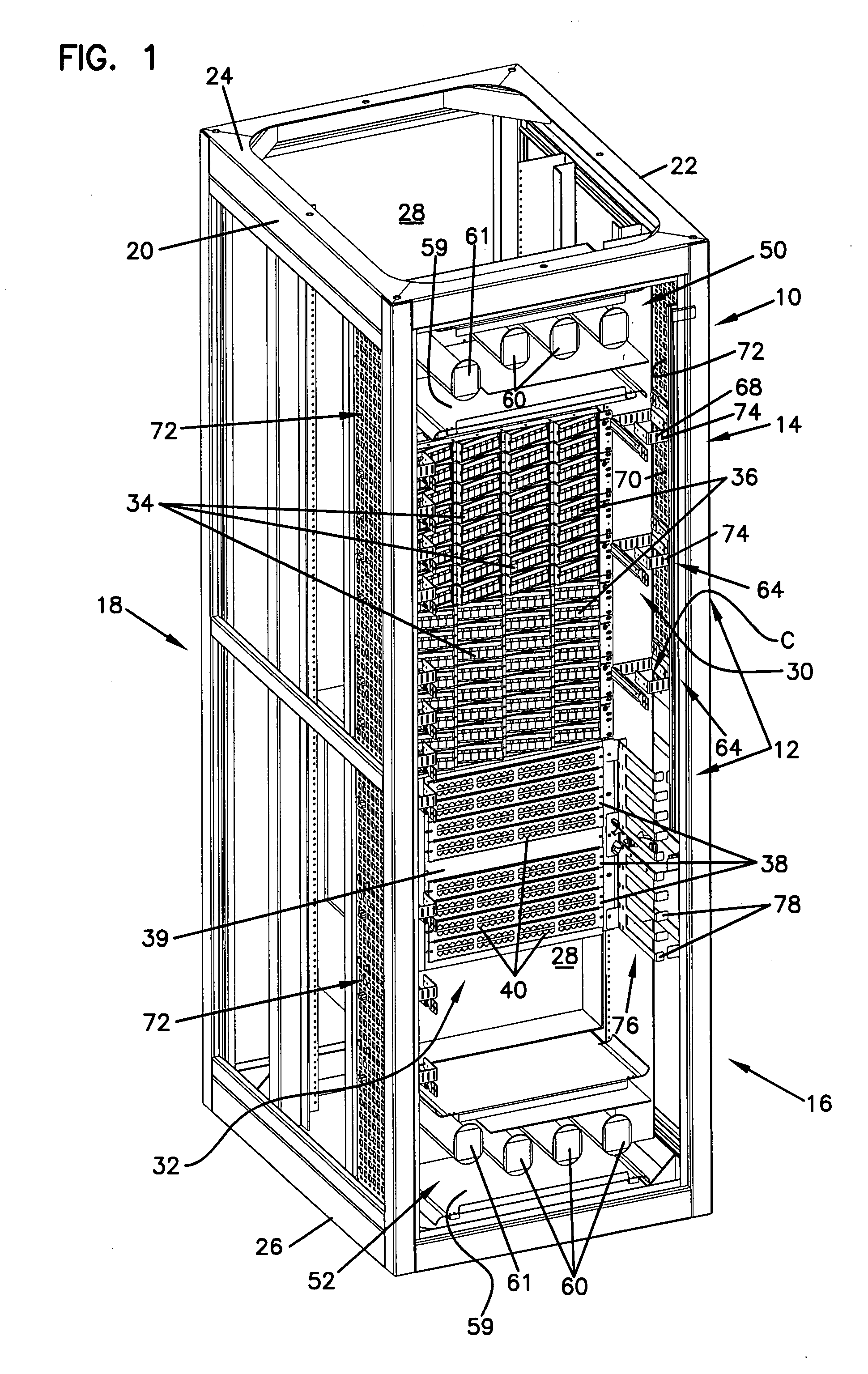 Cable management arrangement for a telecommunications cabinet