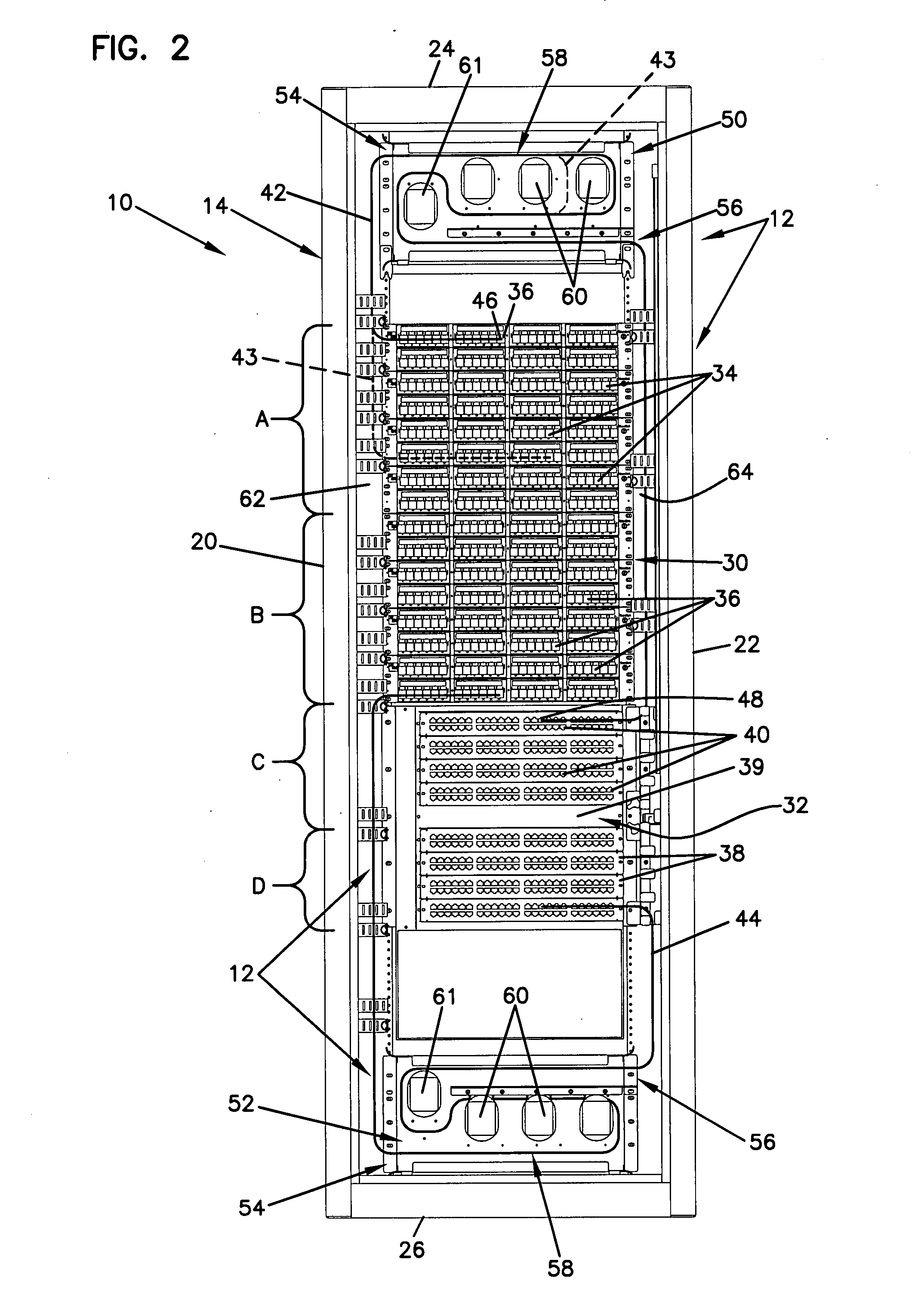 Cable management arrangement for a telecommunications cabinet