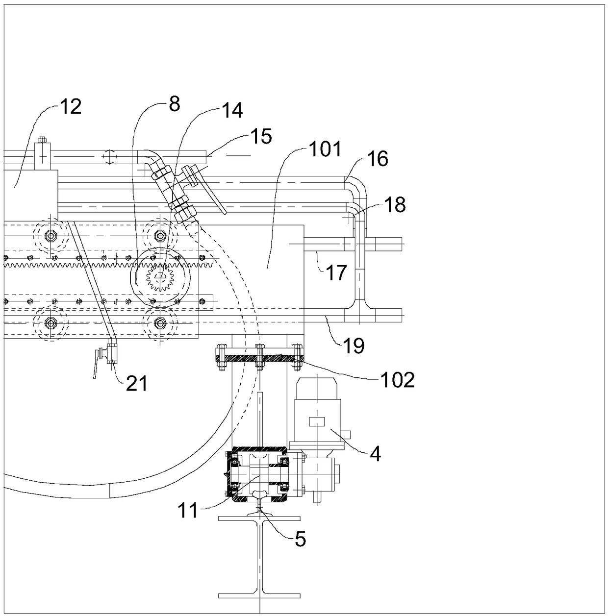 On-line chamfering device and continuous casting machine