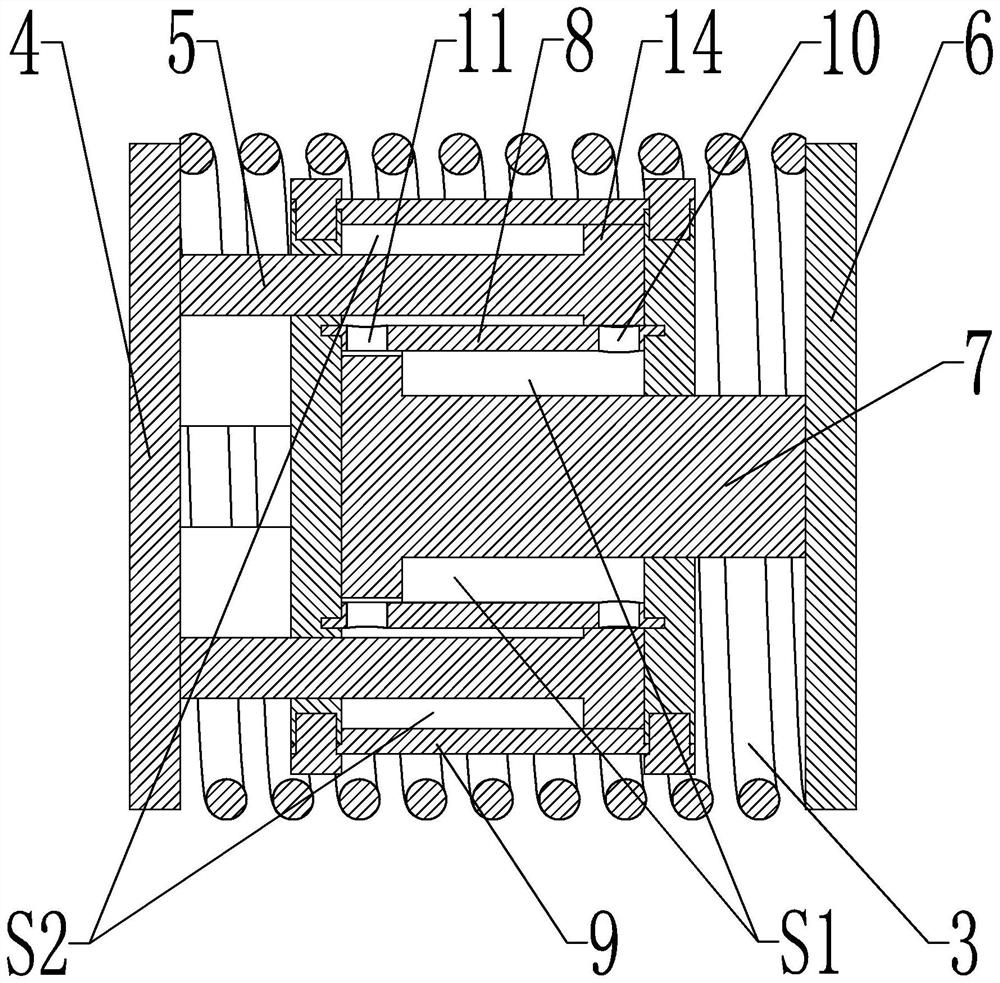 Composite spring damping device and support for display screen