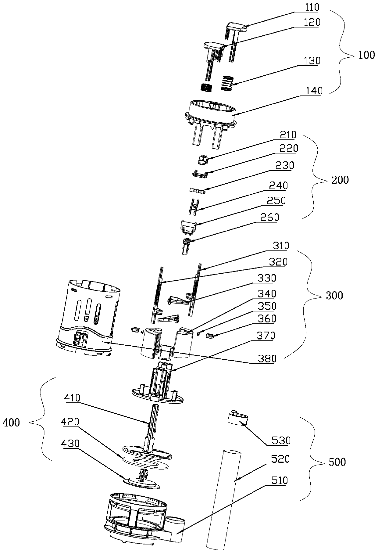 Central force balanced drainage valve lifting mechanism