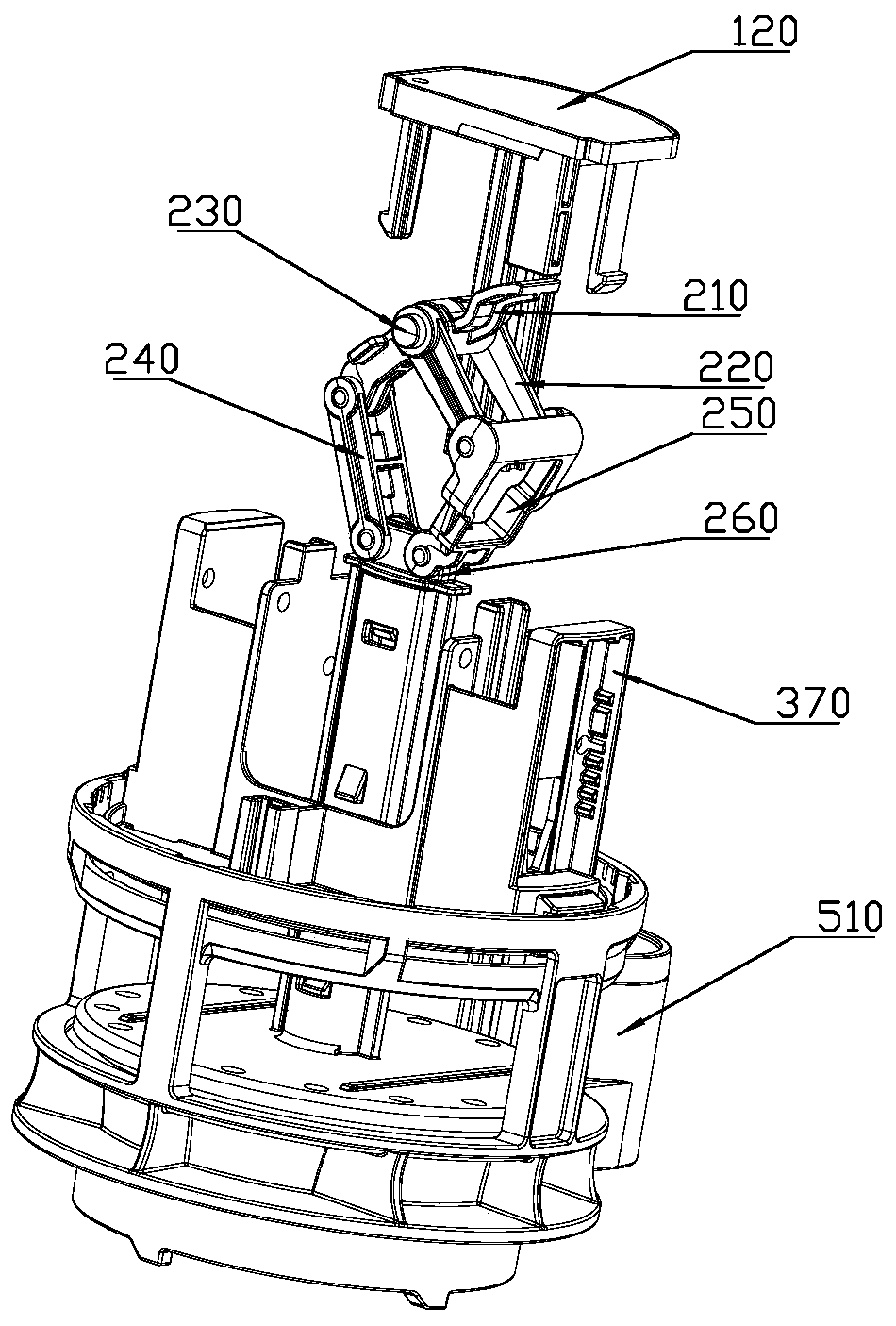 Central force balanced drainage valve lifting mechanism