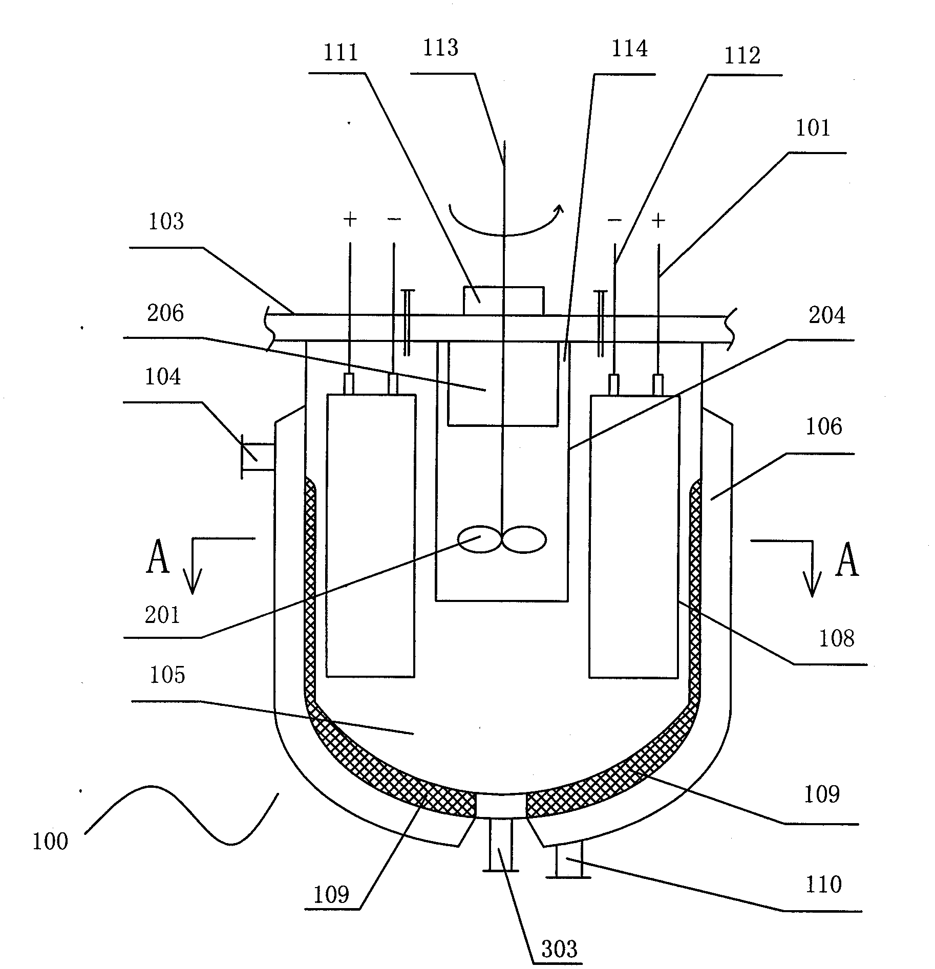 Compulsory internal recycle fluorination electrolysis reactor