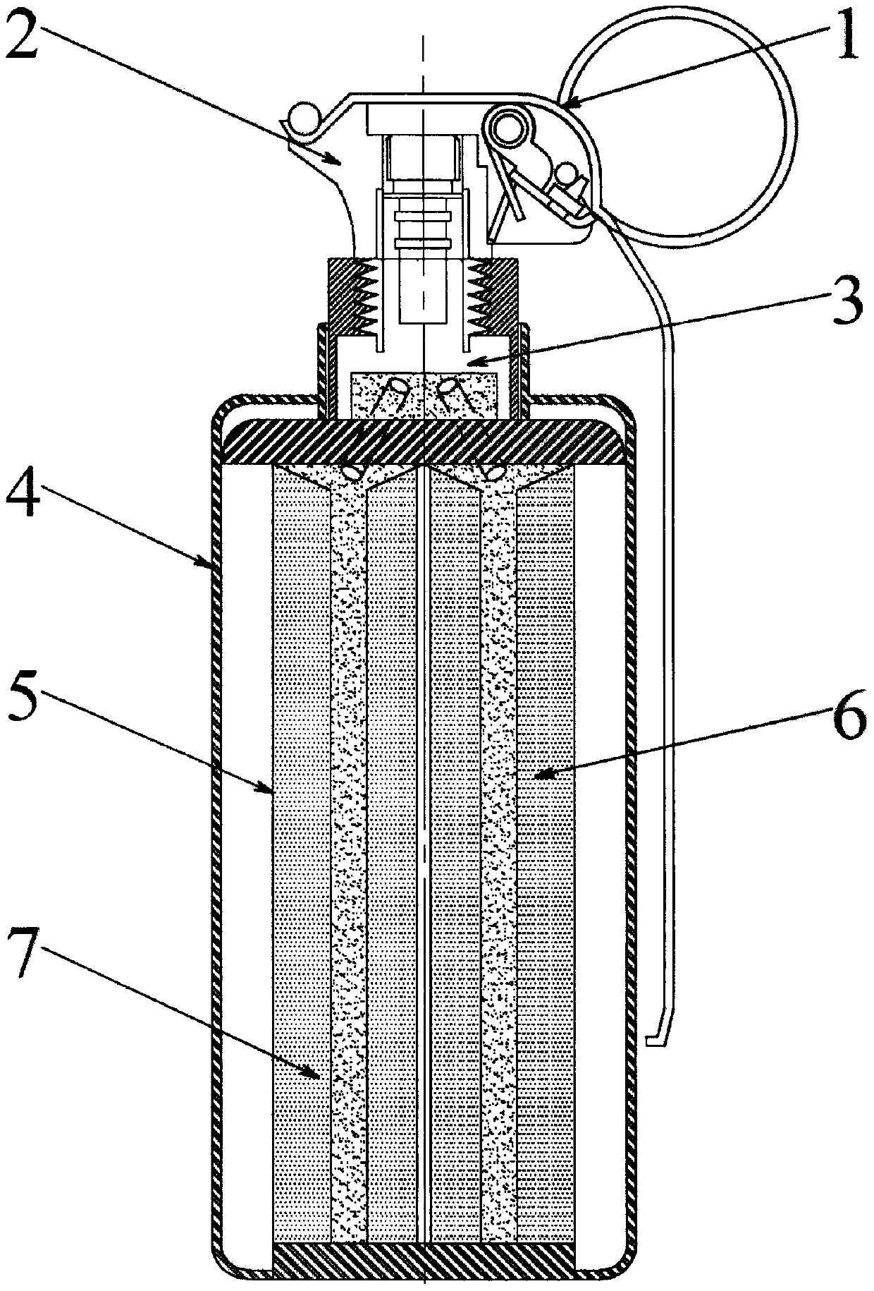 Baffle and servo type manual launching multi-chamber multi-sound riot bomb