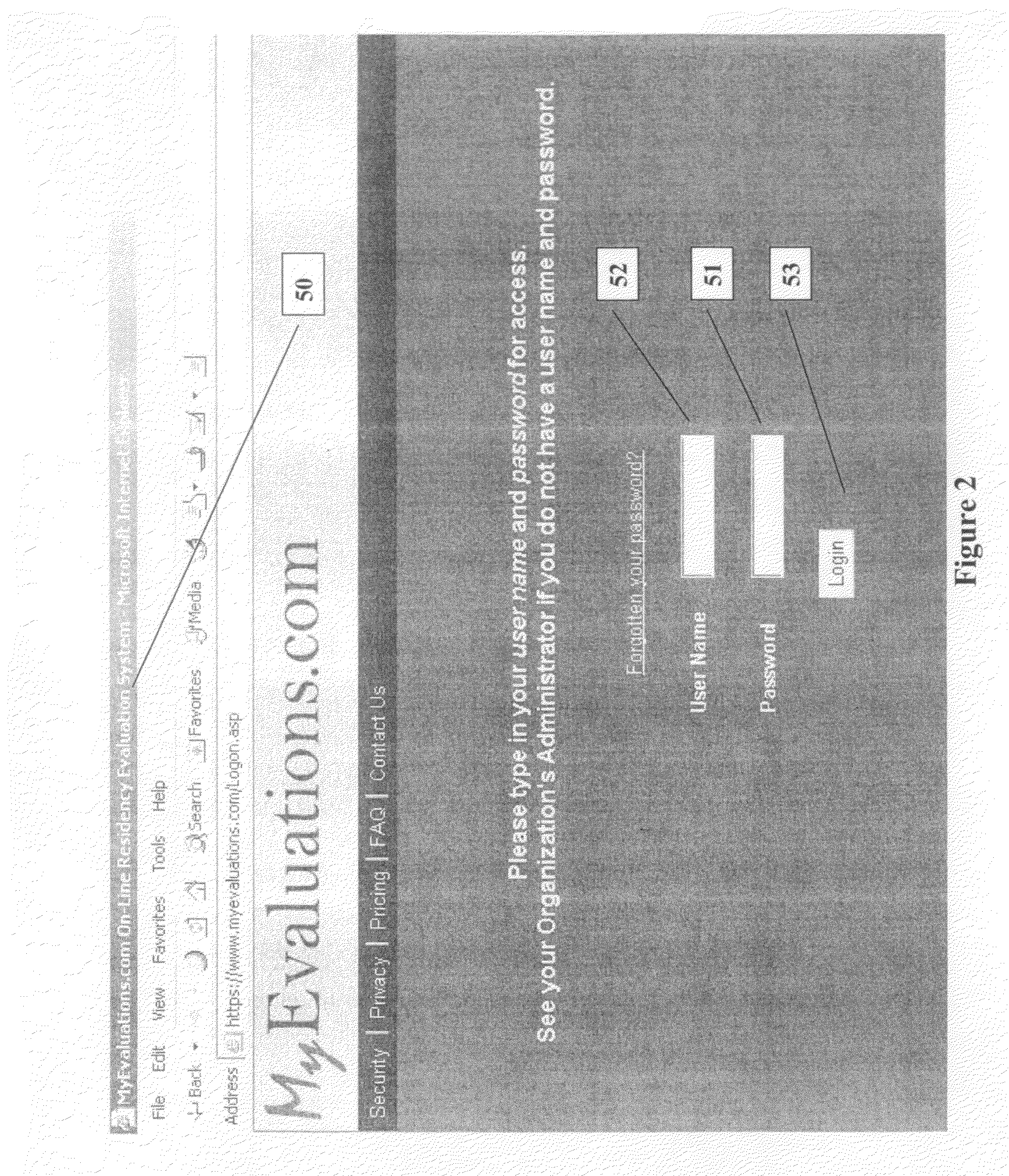 System and method for facilitating generation and performance of on-line evaluations