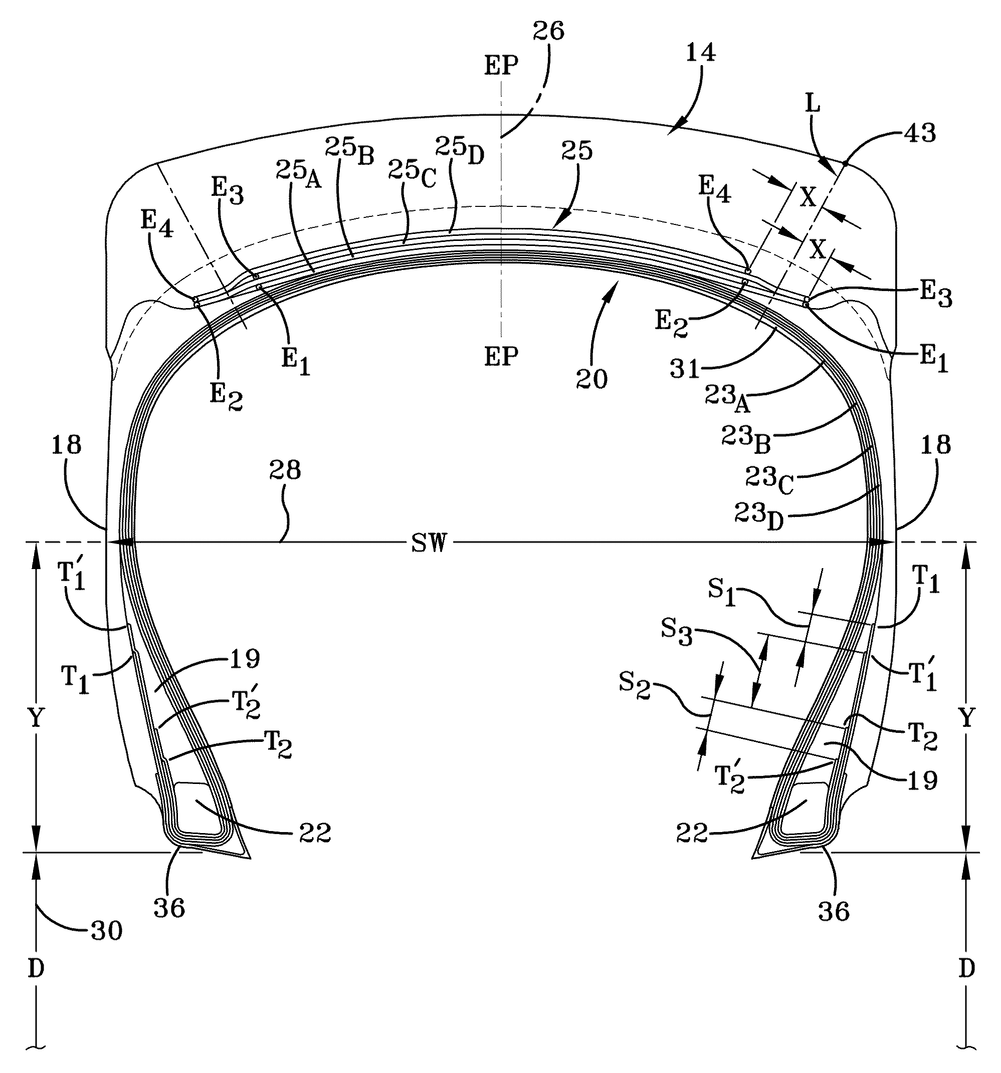 Radial farm tire for high clearance sprayers