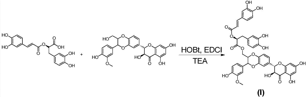 Silybin rosmarinate and its preparation method and use