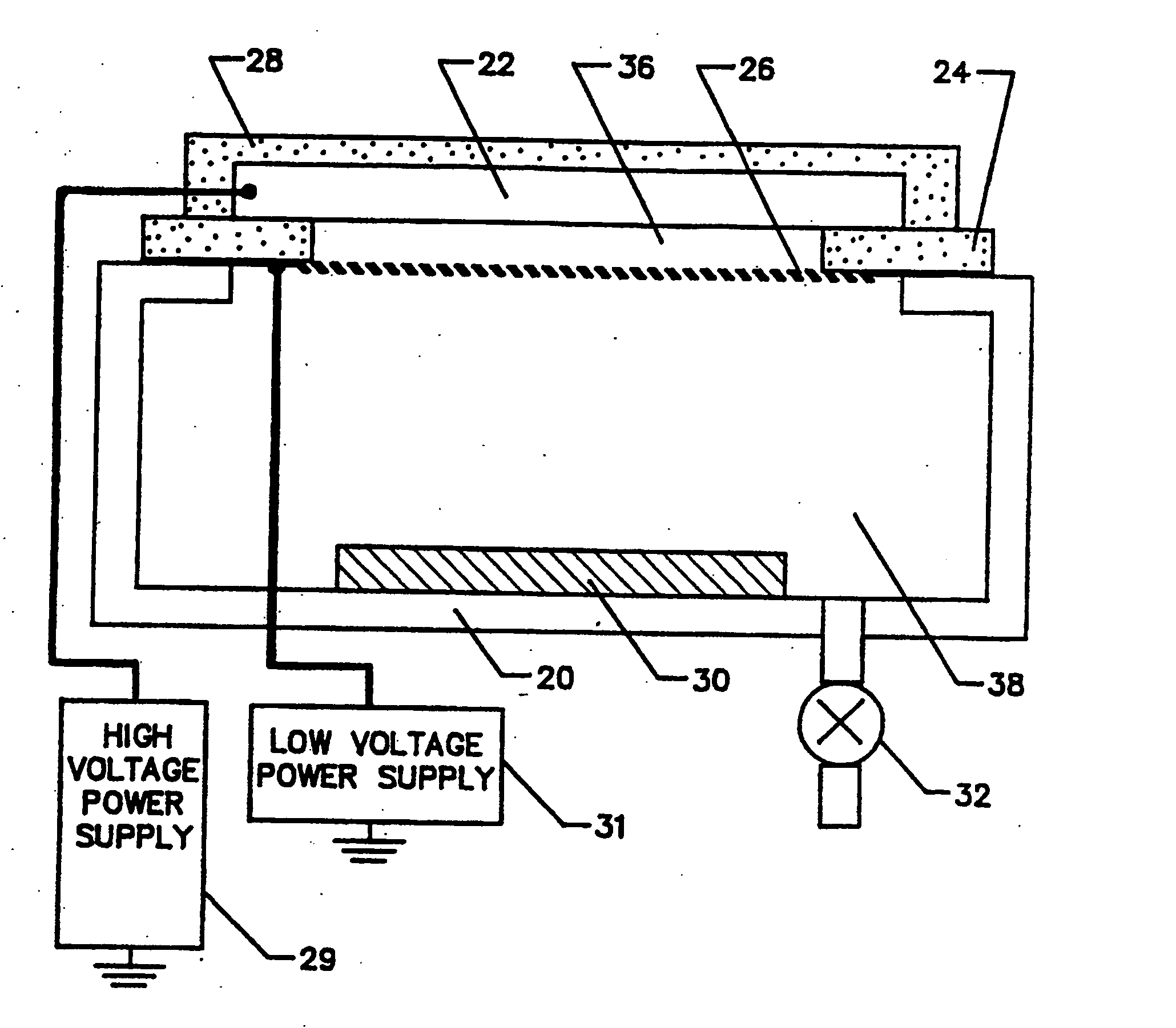 Method and apparatus for reducing charge density on a dielectric coated substrate after exposure to large area electron beam