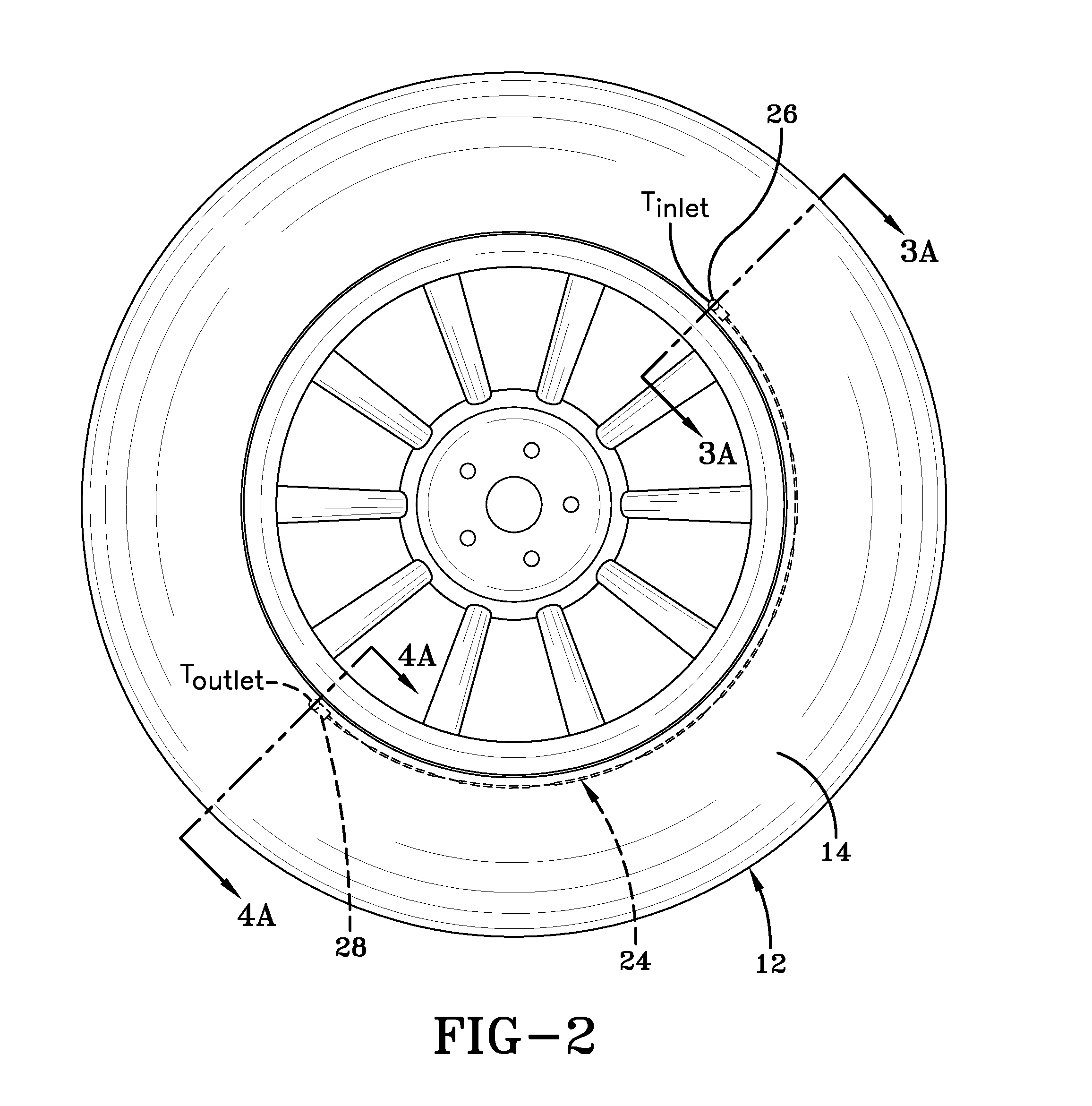 Distributed cavity air pumping assembly and method for a tire