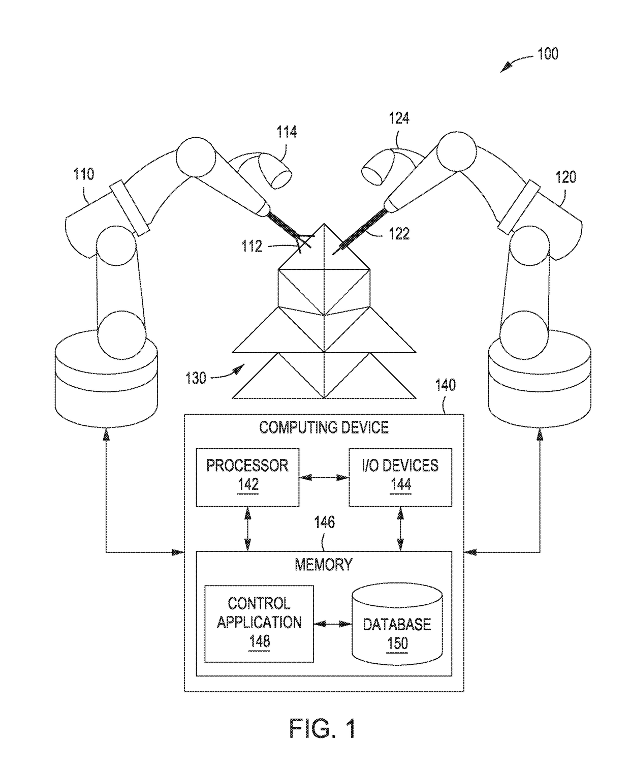 Robotic assembly of a mesh surface