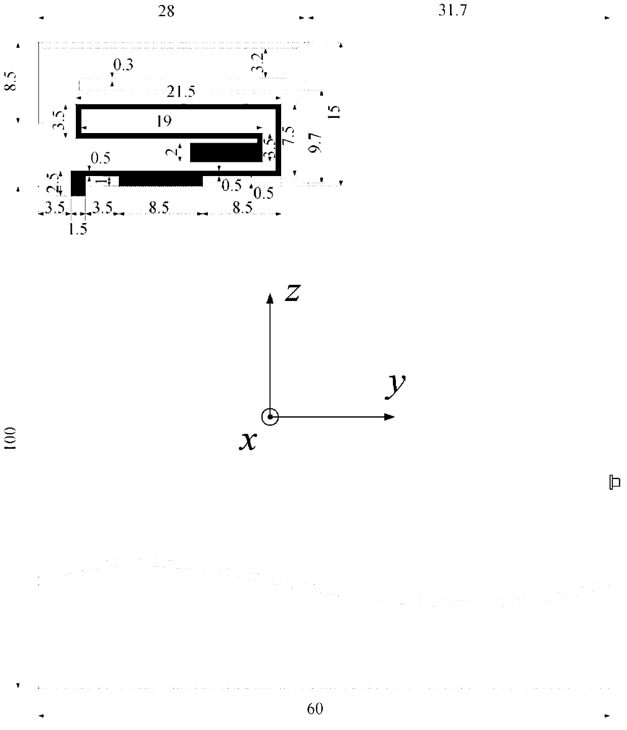 Multi-frequency plane printed antenna comprising protruded floor and applied to mobile terminal