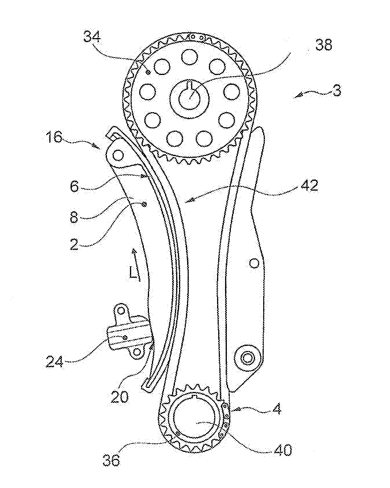 Tensioning rail, and traction mechanism drive including such a tensioning rail