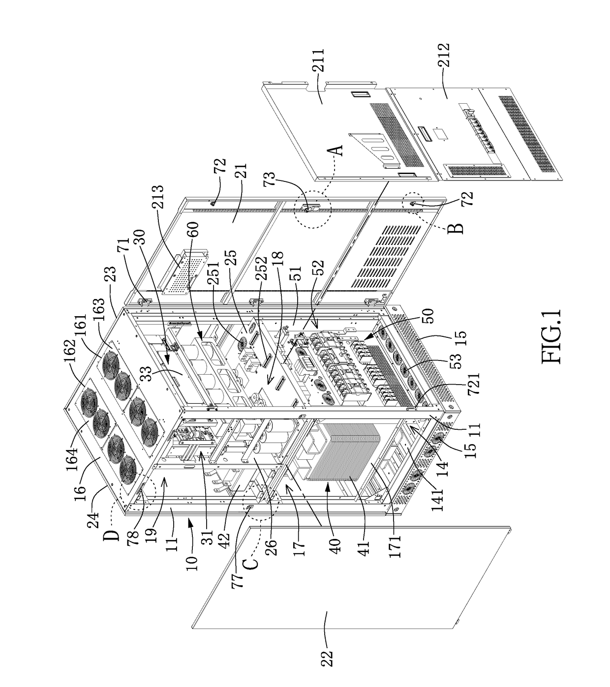 Chassis structure for industrial uninterruptible power supply system