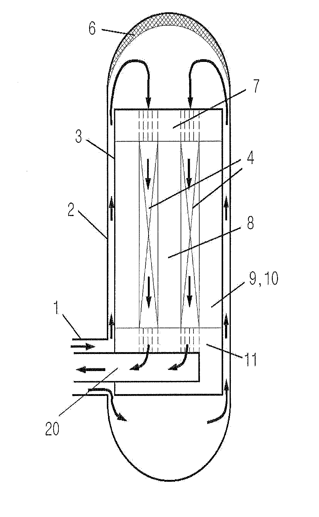 Upper Plenum Structure of Cooled Pressure Vessel for Prismatic Very High Temperature Reactor